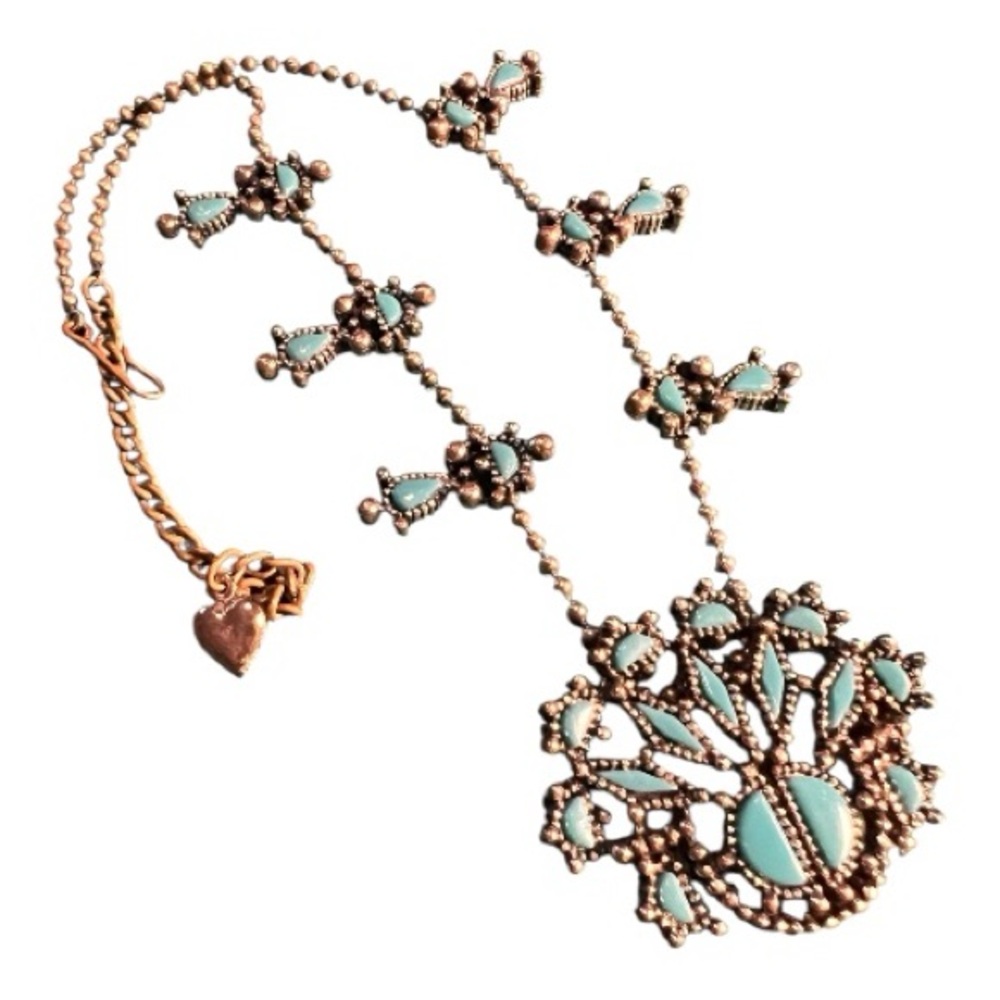 Vintage NYT Faux Turquoise & Silver-Tone Necklace